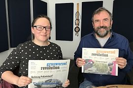 Michèle Winkler und Bernd Drücke im Studio des medienforum münster. (Foto: Klaus Blödow)